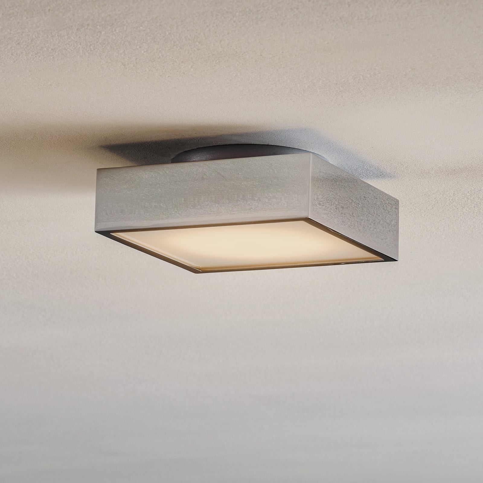LED taklampe Cut 18 N dimbar krom 18x18 cm IP44 forfra