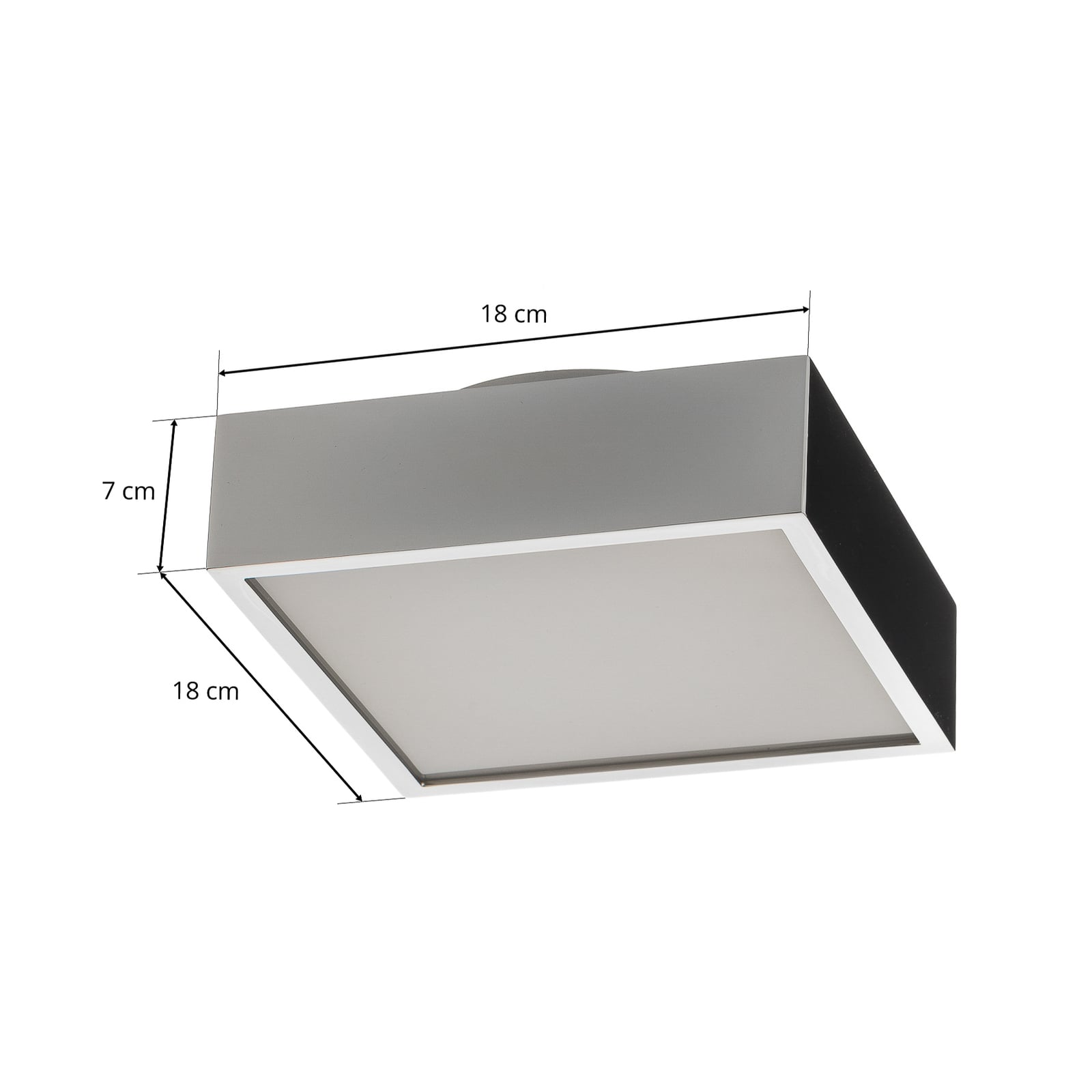LED taklampe Cut 18 N dimbar krom 18x18 cm IP44 sideprofil