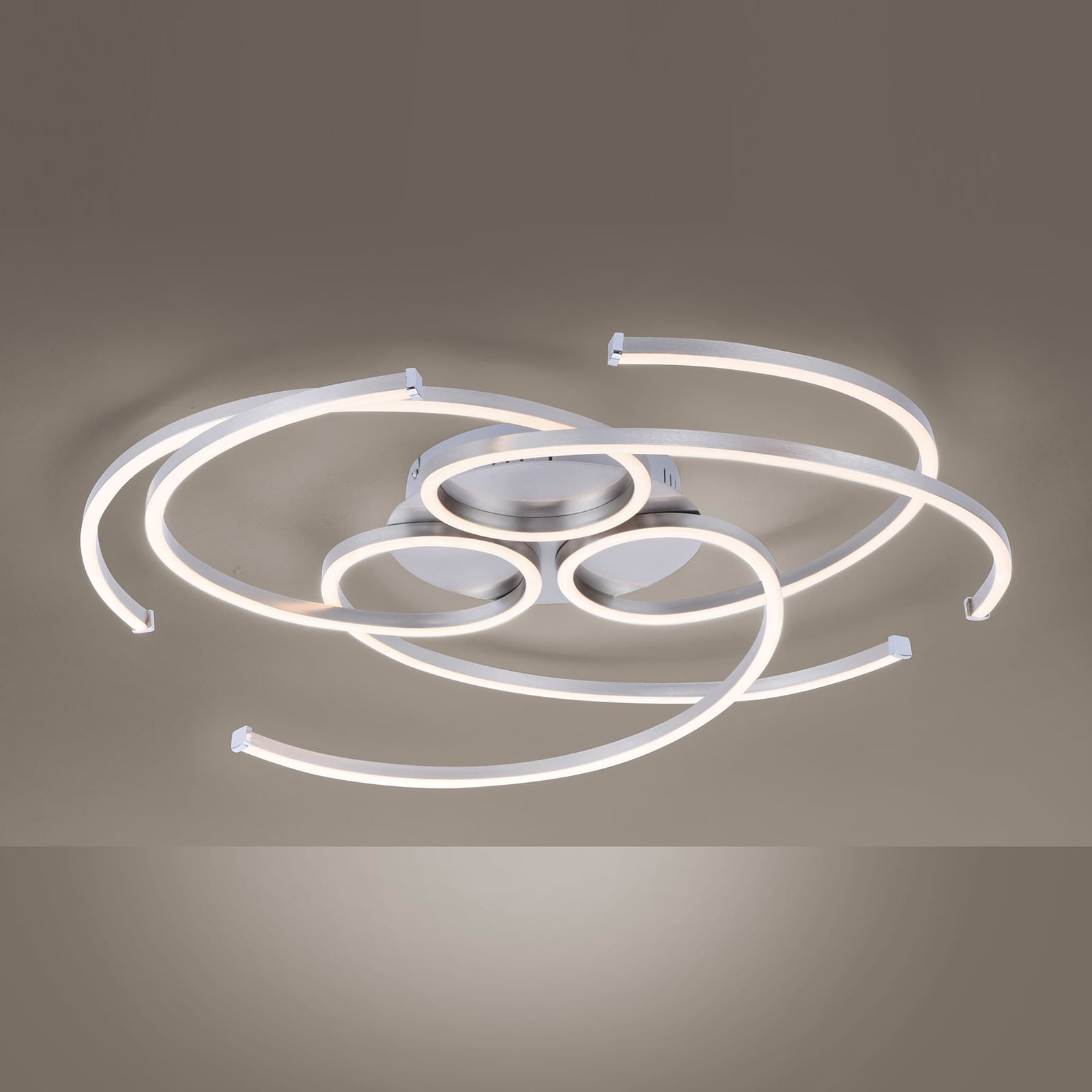 Detalj av LED taklampe Danilo dimbar aluminium 72x72 cm 40W