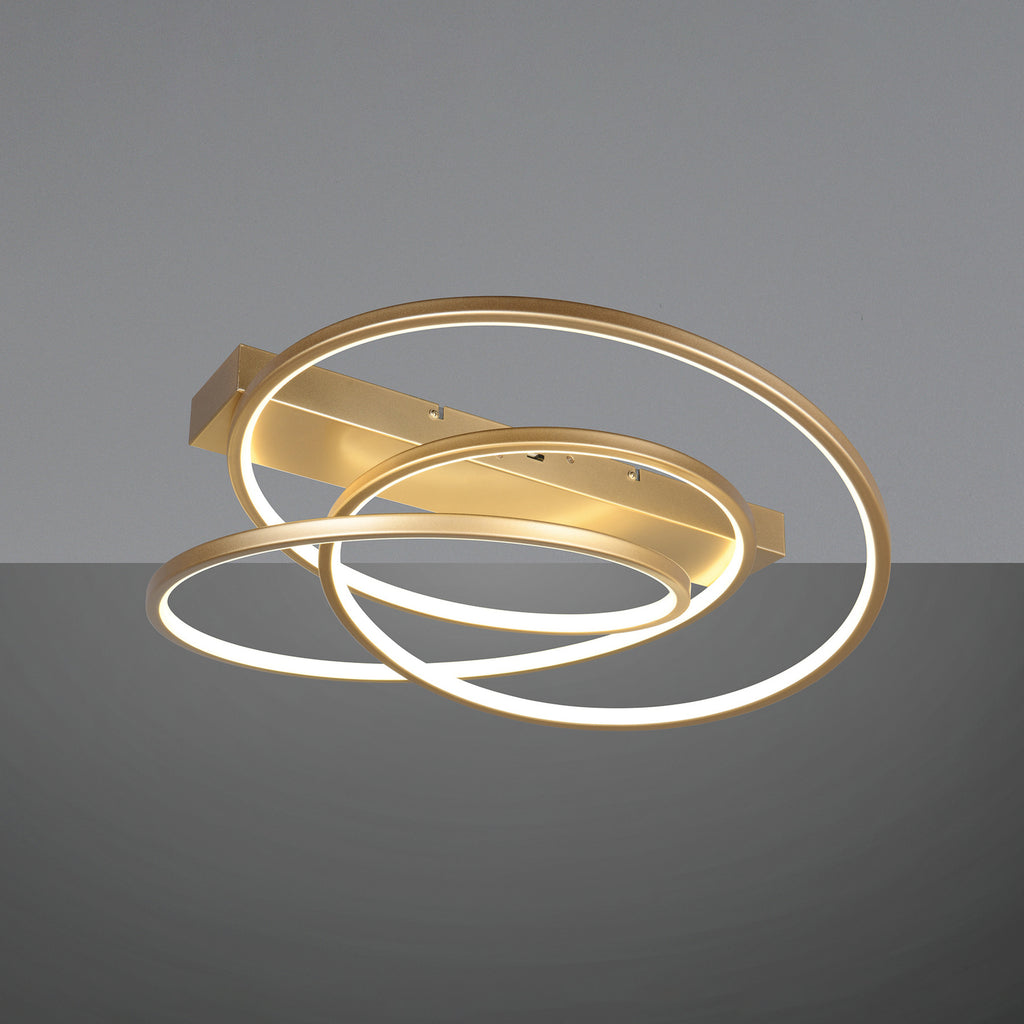 LED taklampe Darvin gull metall CCT dimbar detalj av spiral
