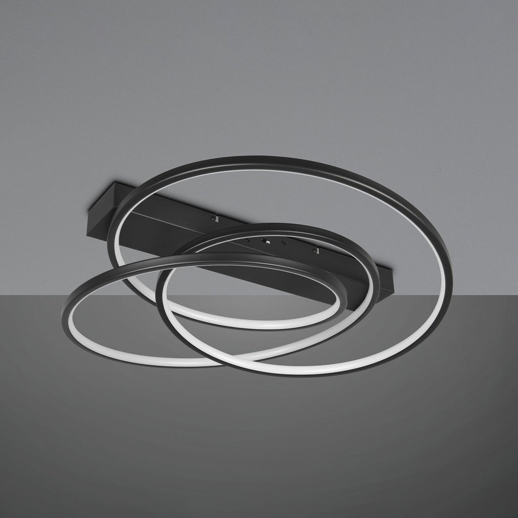 Montert LED taklampe Darvin svart metall CCT dimbar 64 cm i rom