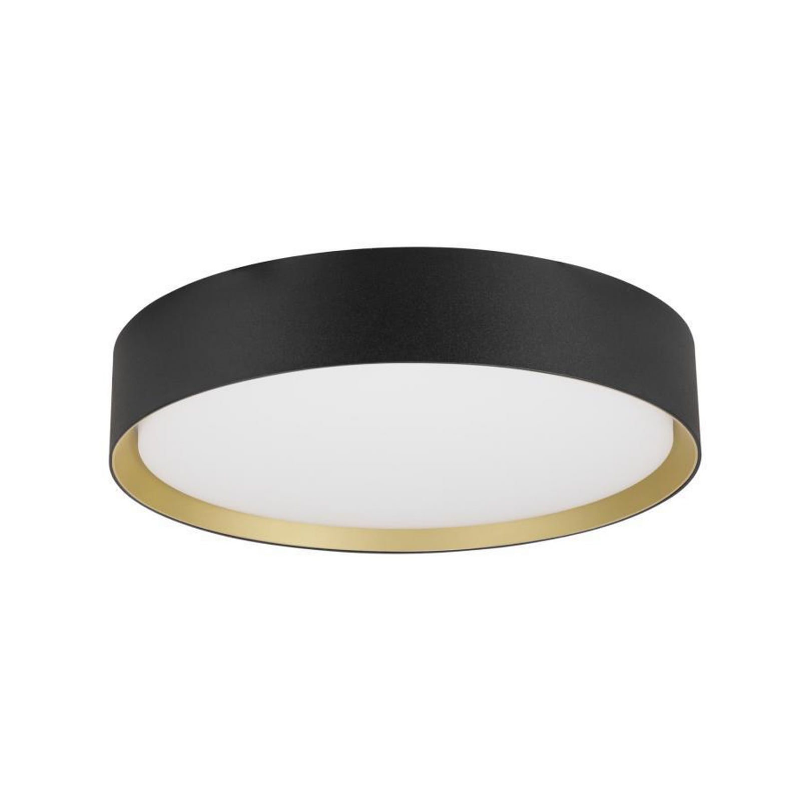 LED taklampe Decona svart/gull Ø30 cm forfra