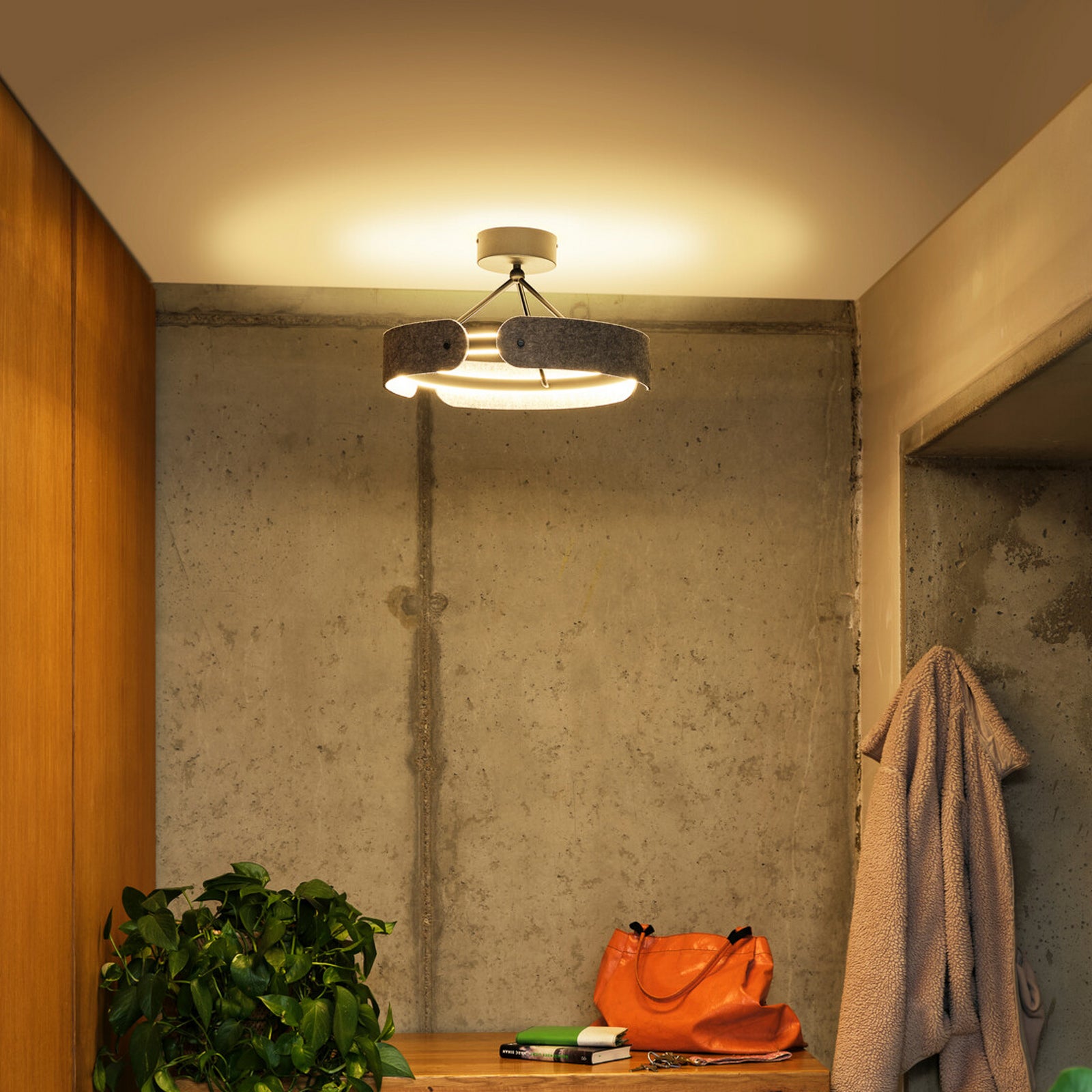 LED taklampe Decor Curve Felt filt mørkegrå sett bakfra
