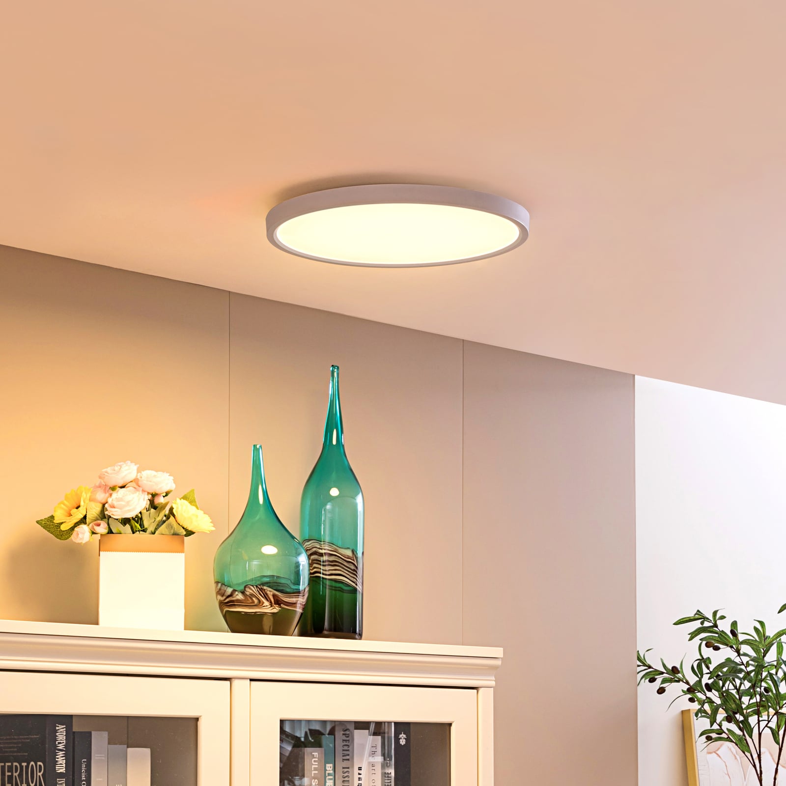 LED taklampe Denora dimbar RGB CCT Tuya Ø40 cm hvit forfra