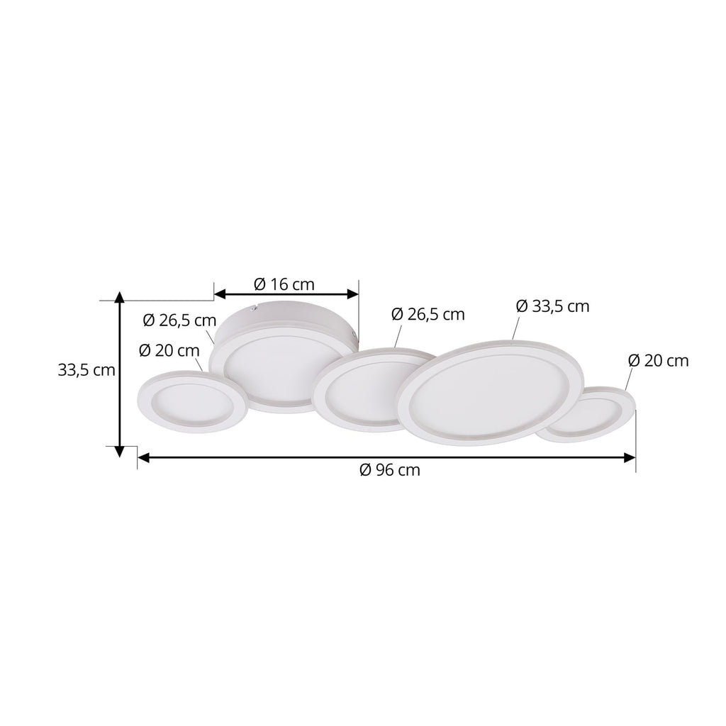 LED taklampe Diala dimbar hvit aluminium 96 cm nærbilde