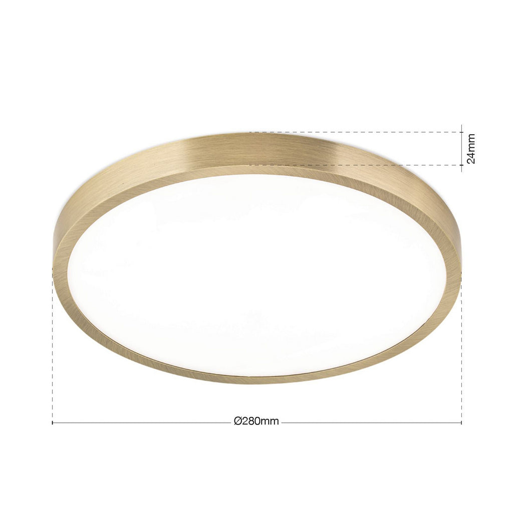 LED taklampe Disc antikk messing Ø28 cm dimbar CCT - ORION detalj av armatur