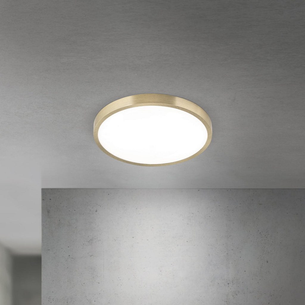LED taklampe Disc antikk messing Ø28 cm dimbar CCT - ORION montert i rom
