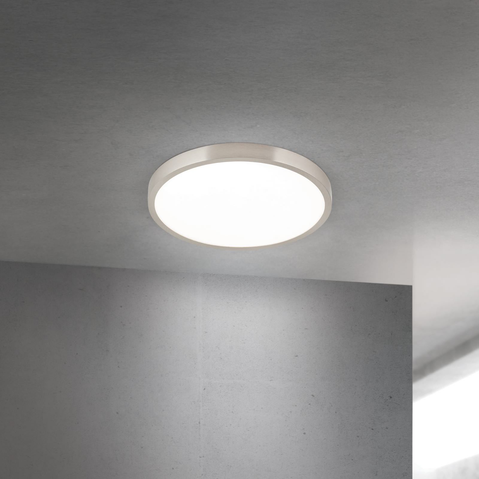 LED taklampe Disc dimbar CCT matt nikkel Ø28 cm montert i tak