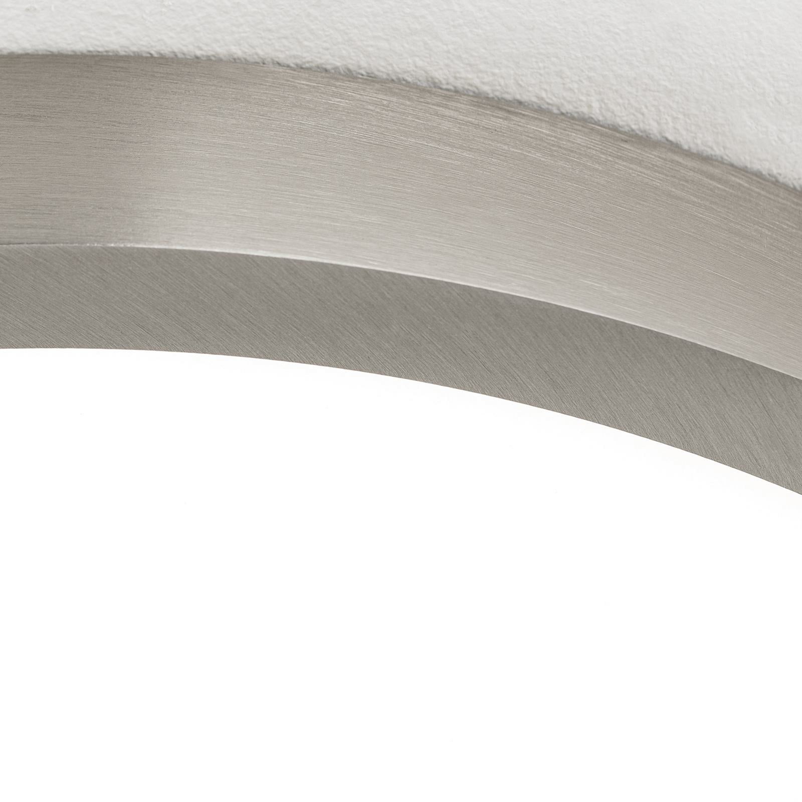 Nærbilde av LED taklampe Disc dimbar CCT matt nikkel Ø28 cm