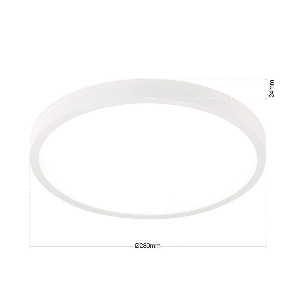 LED taklampe Disc hvit Ø28 cm CCT dimbar 22W detalj