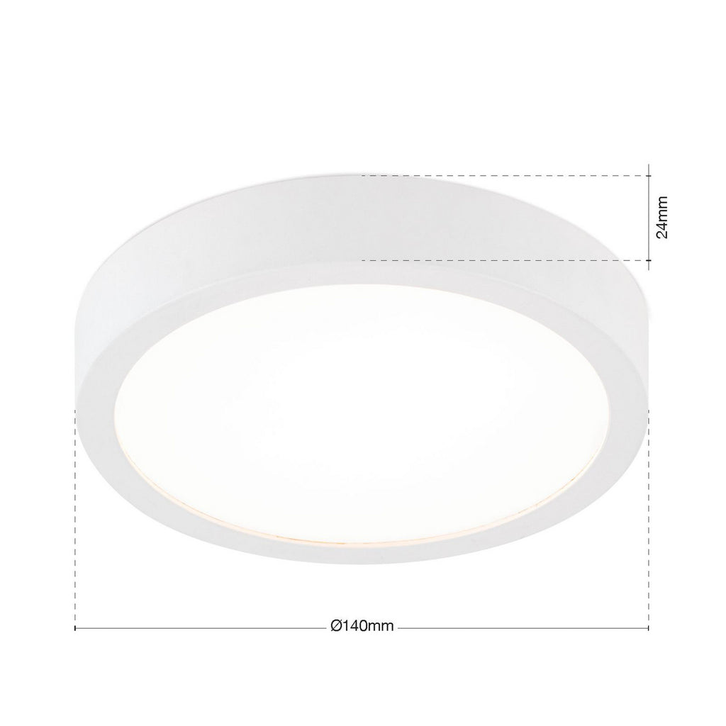 Detalj av aluminium og plast på LED taklampe Disc hvit Ø14 cm CCT dimbar 10W
