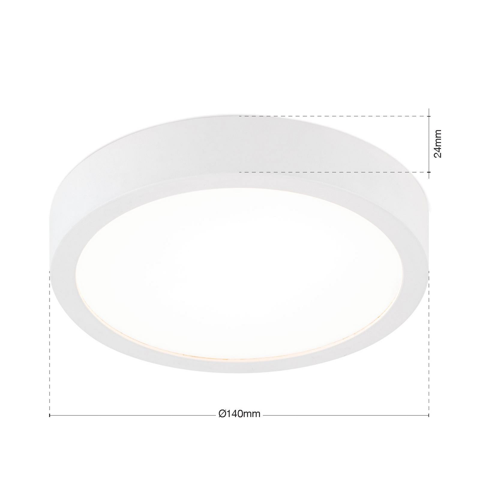 Detalj av aluminium og plast på LED taklampe Disc hvit Ø14 cm CCT dimbar 10W