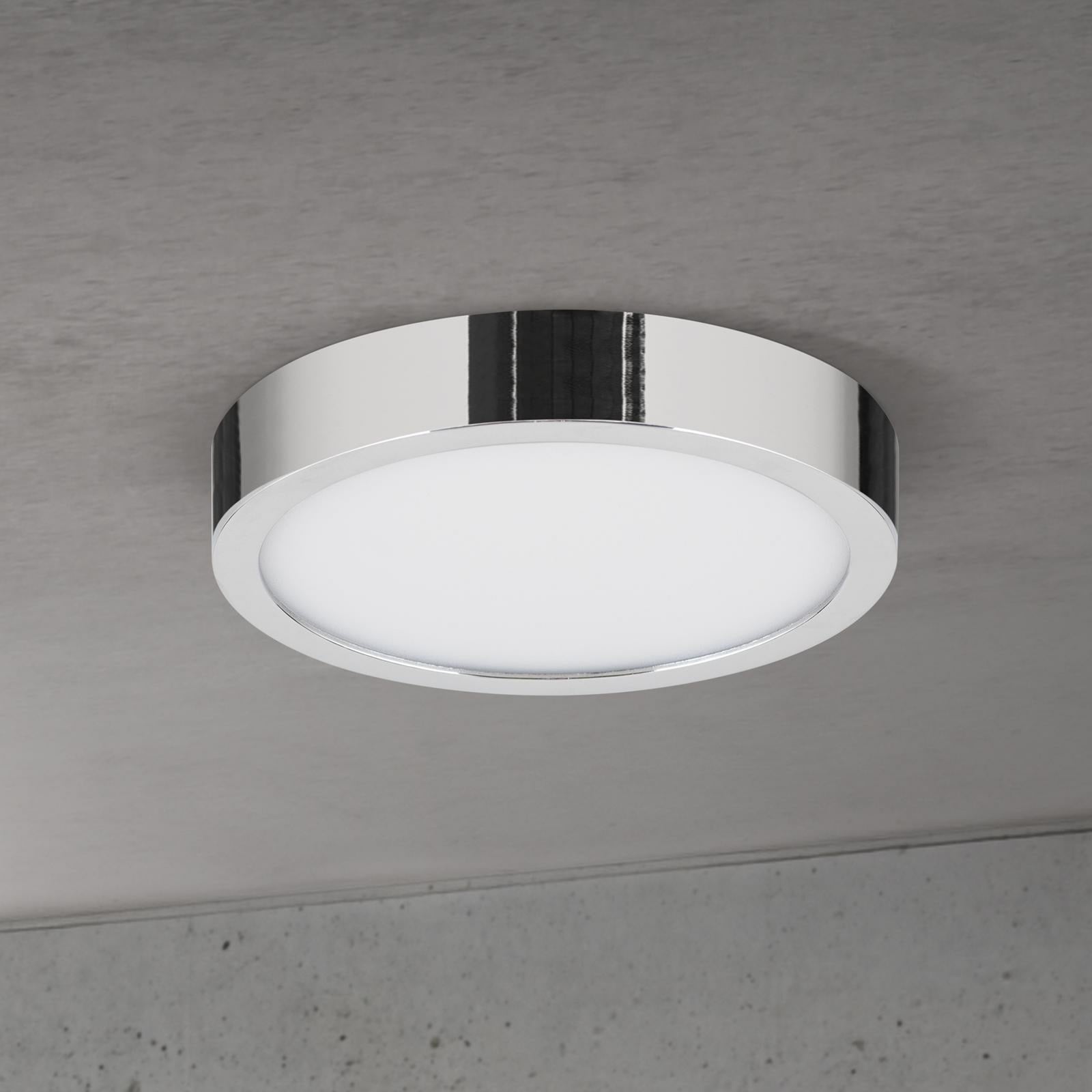 LED taklampe Disc krom Ø14 cm front