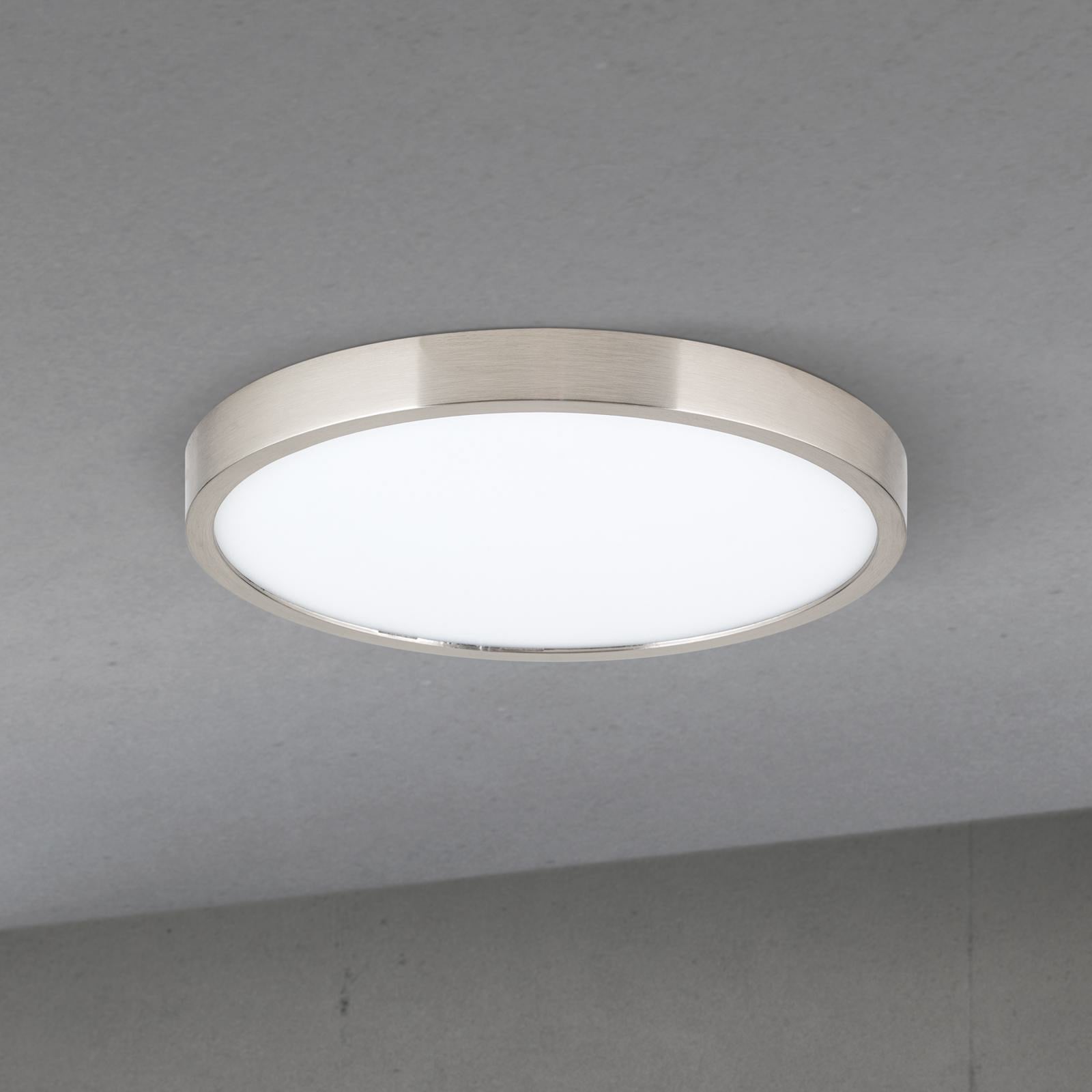 LED taklampe Disc matt nikkel Ø24 cm CCT dimbar 17W forfra