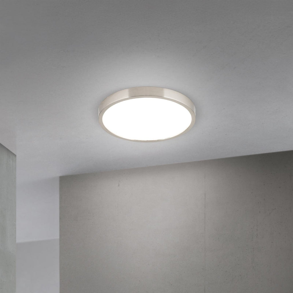 LED taklampe Disc matt nikkel Ø24 cm CCT dimbar 17W montert