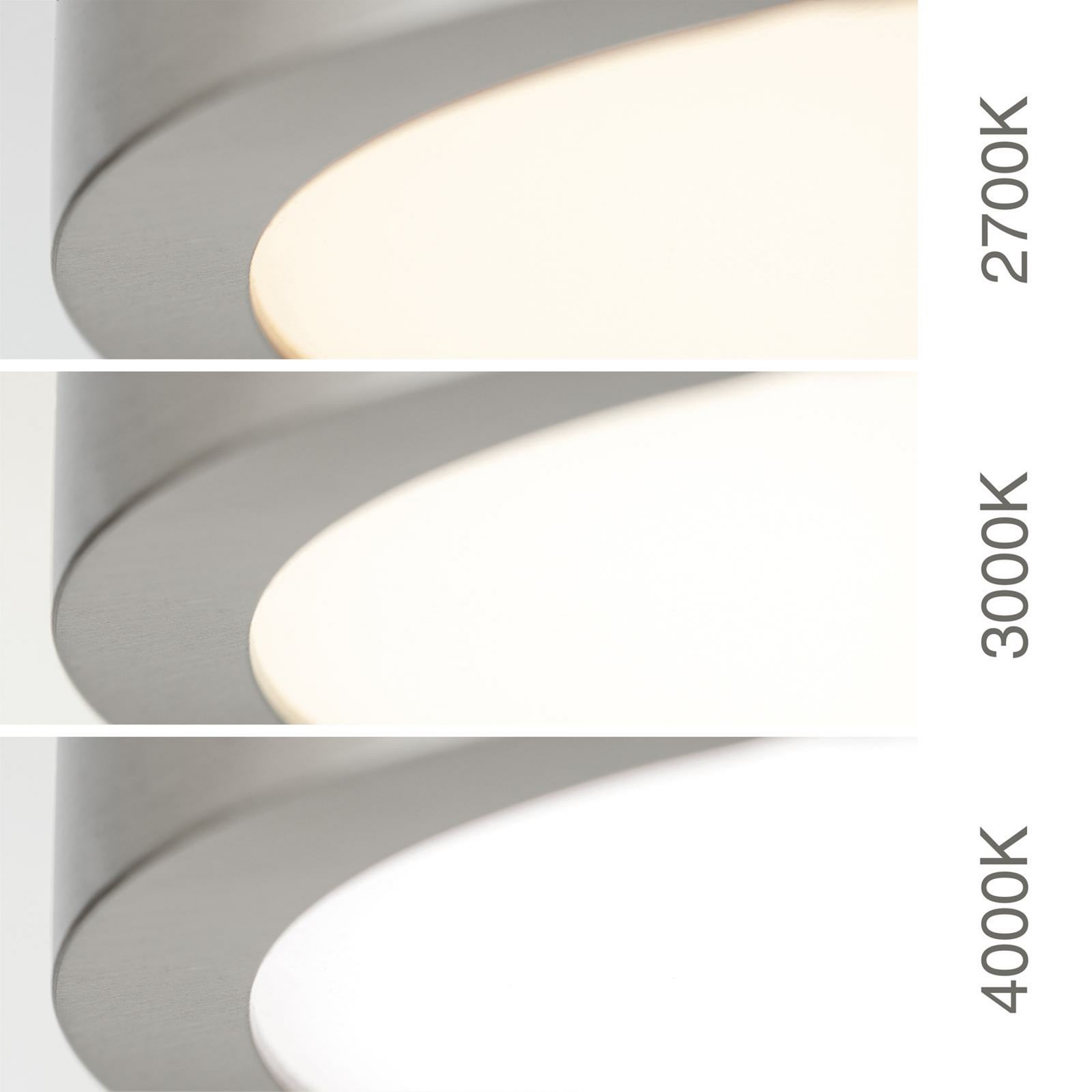 LED taklampe Disc matt nikkel Ø24 cm CCT dimbar 17W side