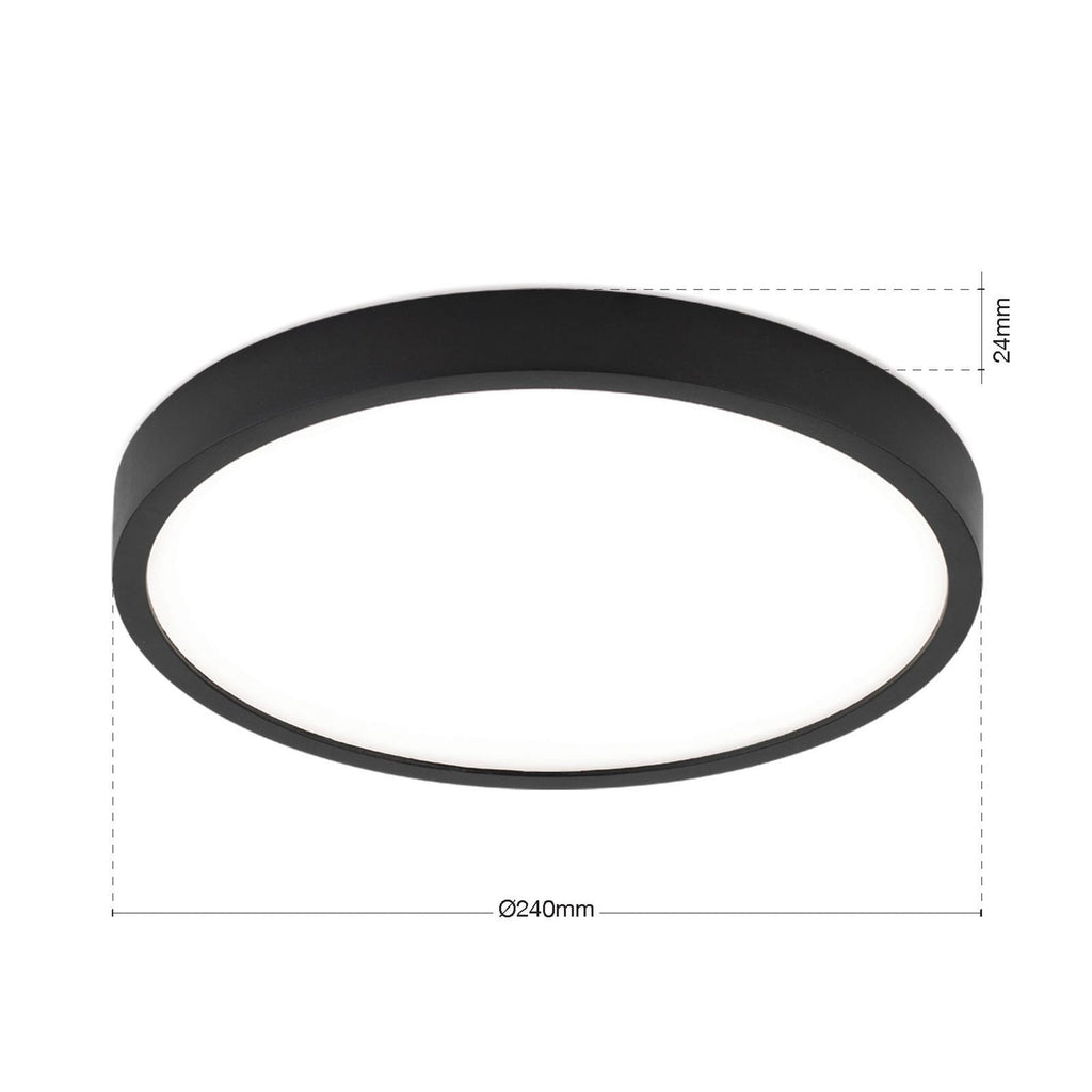 LED taklampe Disc svart Ø24 cm CCT dimbar 17W detalj