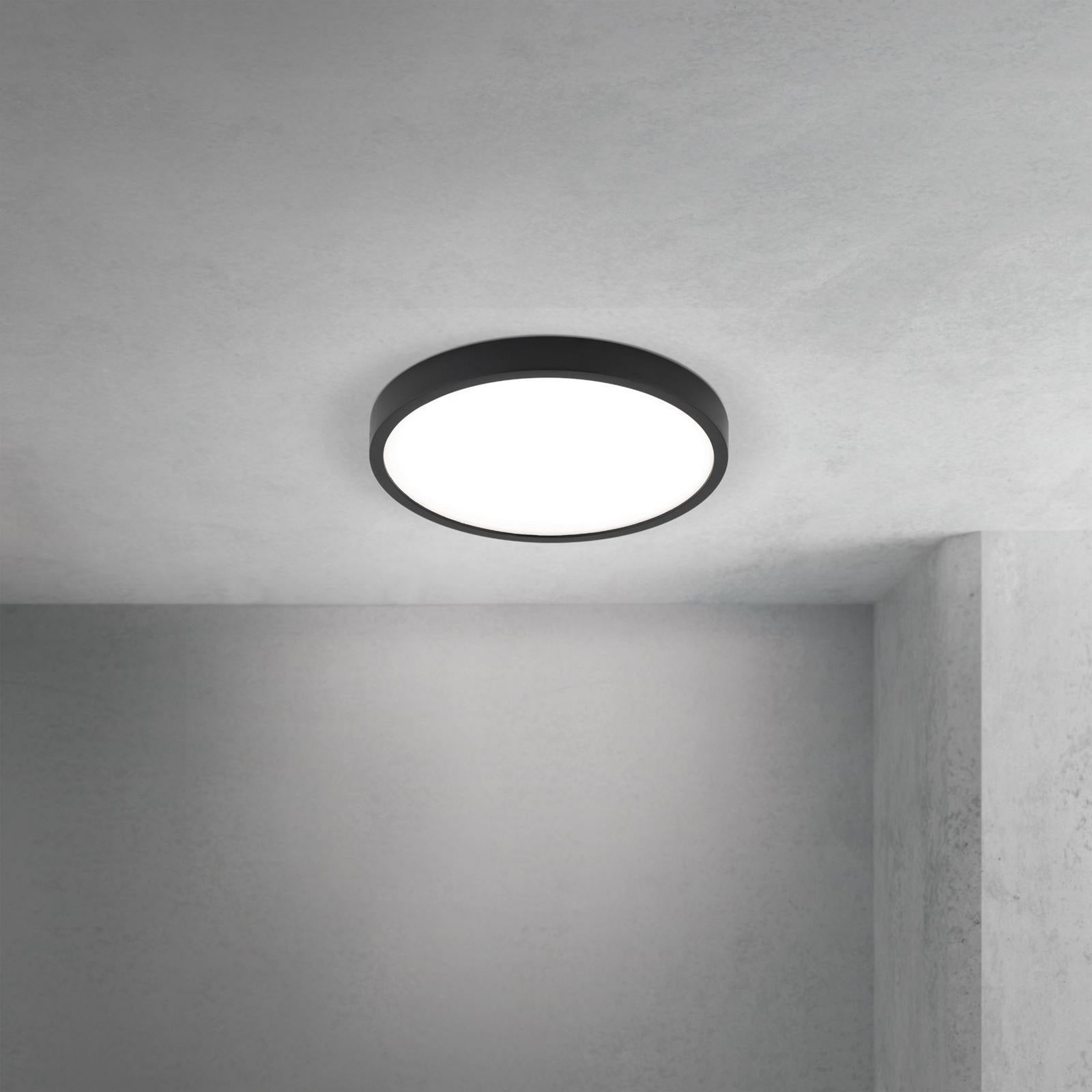 LED taklampe Disc svart Ø24 cm CCT dimbar 17W montert i rom