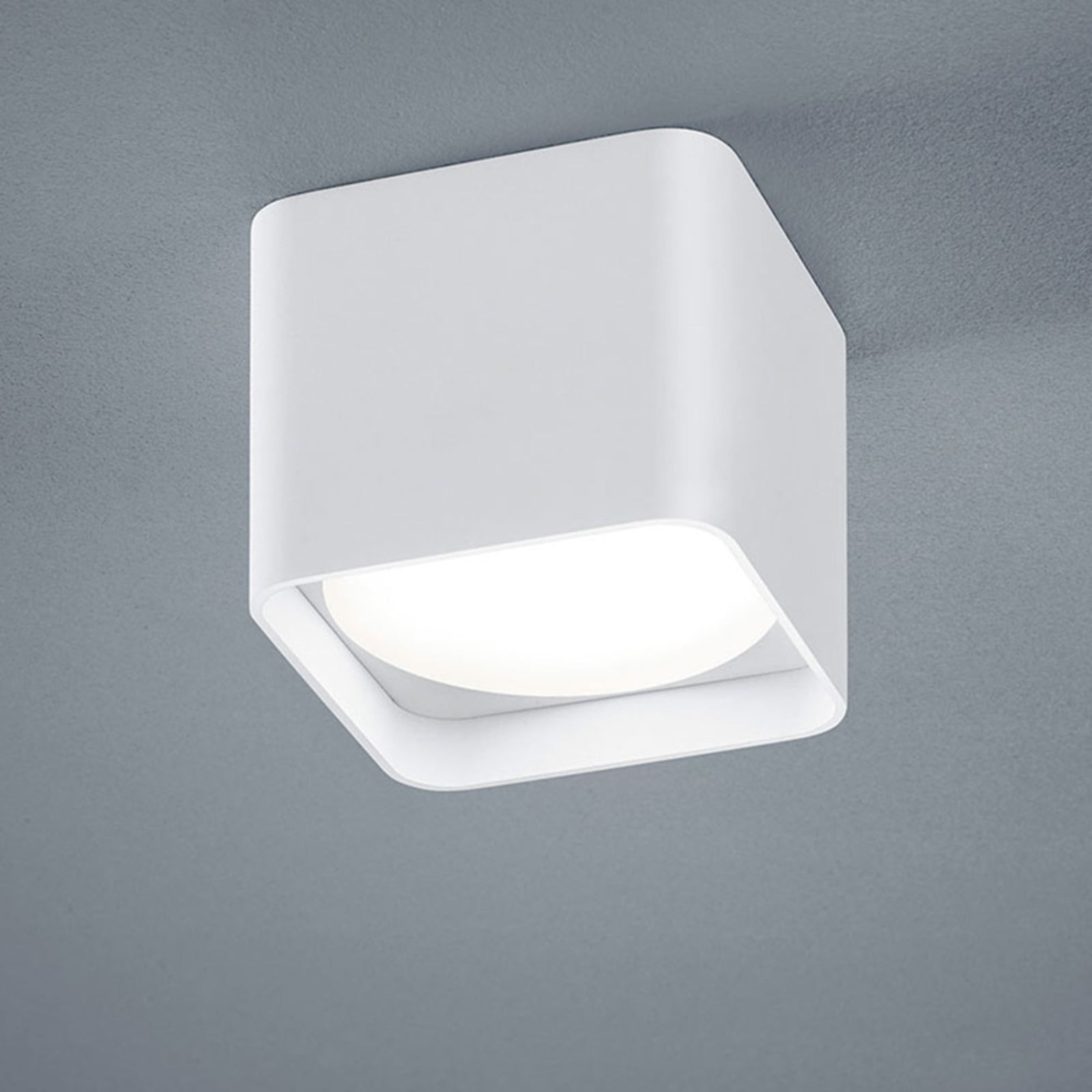 LED taklampe Dora firkantet hvit matt 10x10 cm forfra