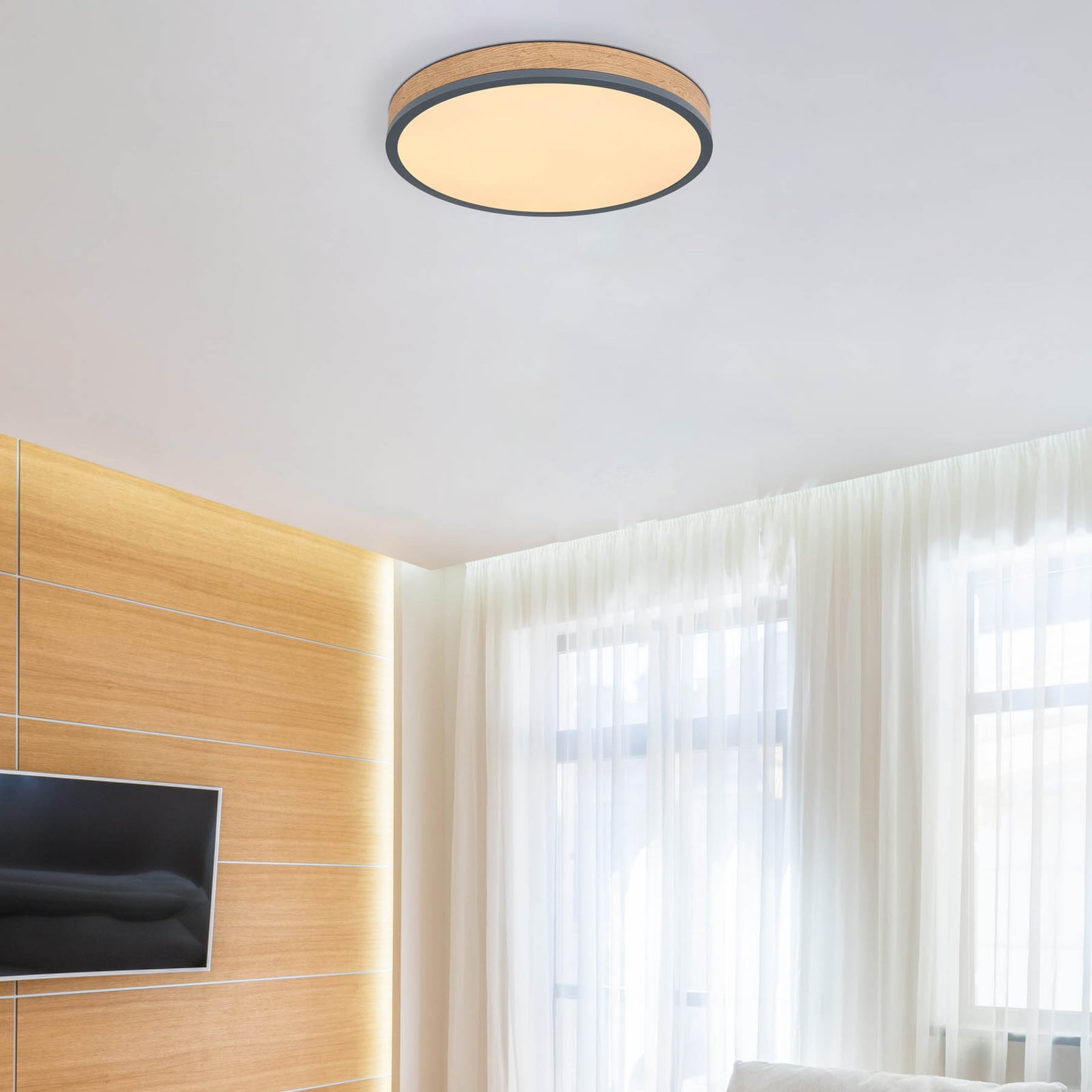 LED taklampe Doro CCT dimbar tre grafitt bakside