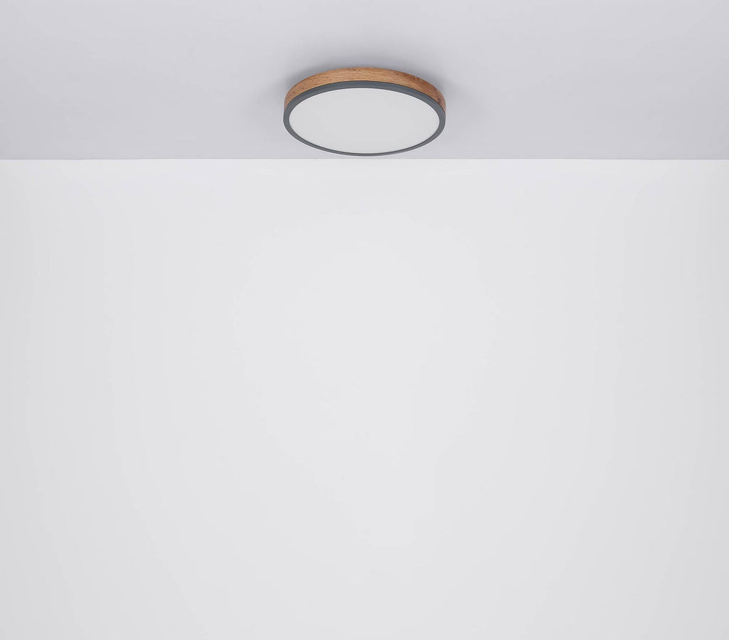 LED taklampe Doro dimbar CCT grafitt/mørkt tre opplyst