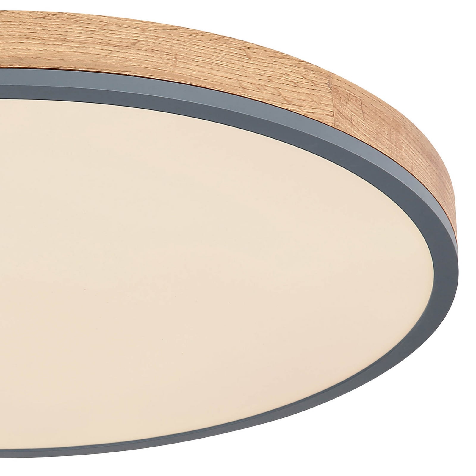 LED taklampe Doro dimbar CCT grafitt/mørkt tre monteringsdetalj