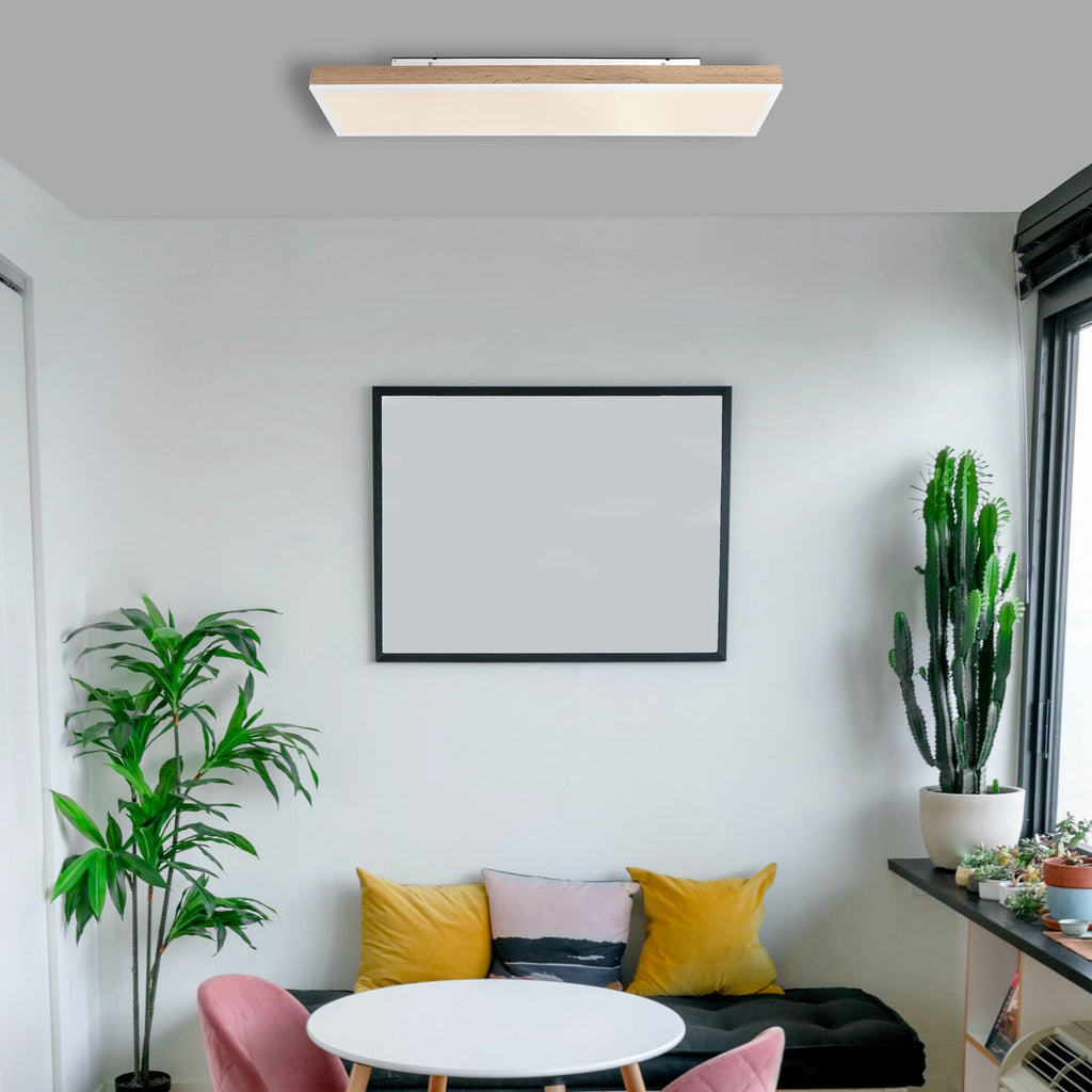 LED taklampe Doro dimbar CCT mørkt tre 80 cm bakside