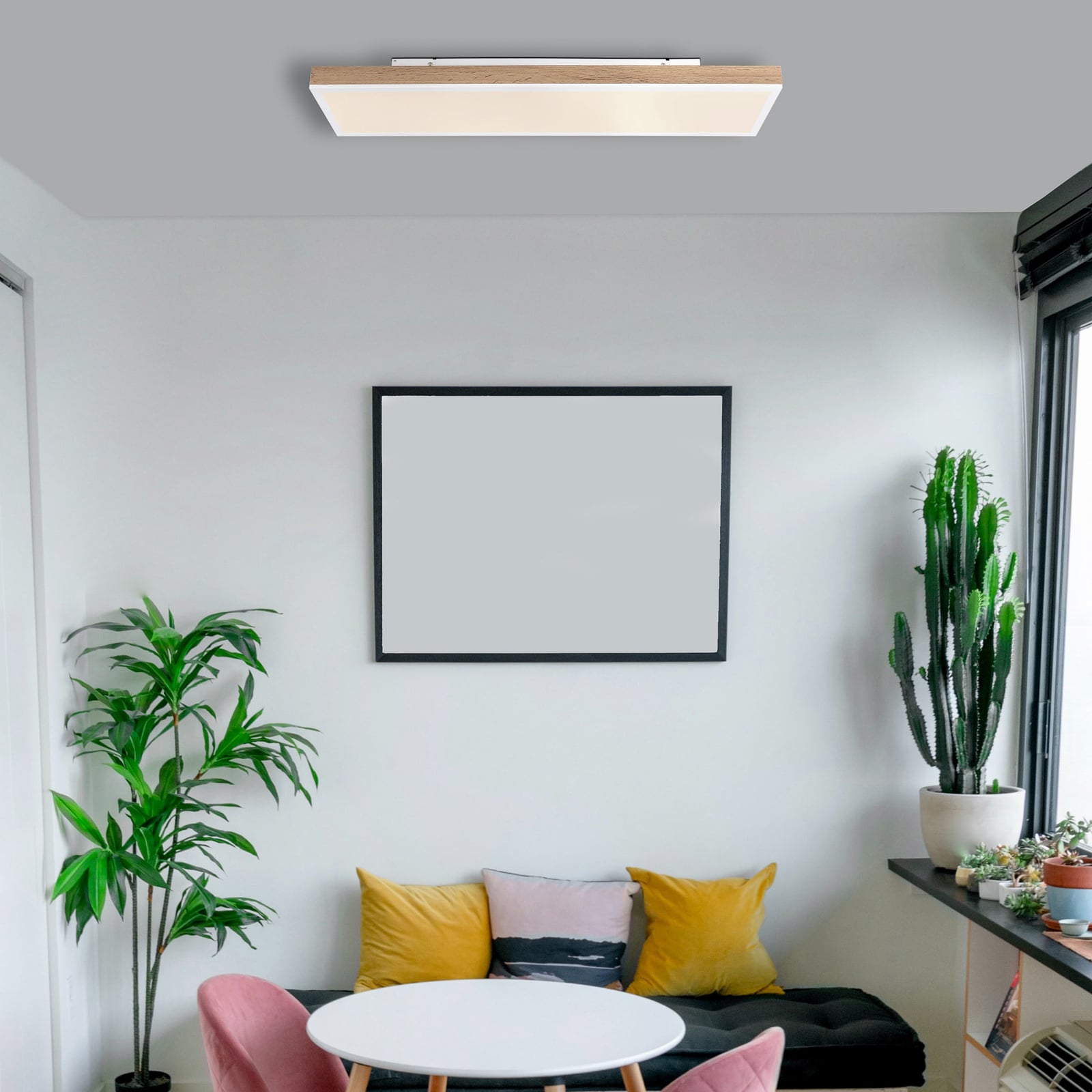 LED taklampe Doro dimbar CCT mørkt tre 80 cm bakside