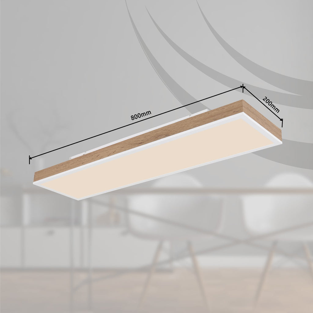 Detalj av LED taklampe Doro dimbar CCT mørkt tre 80 cm