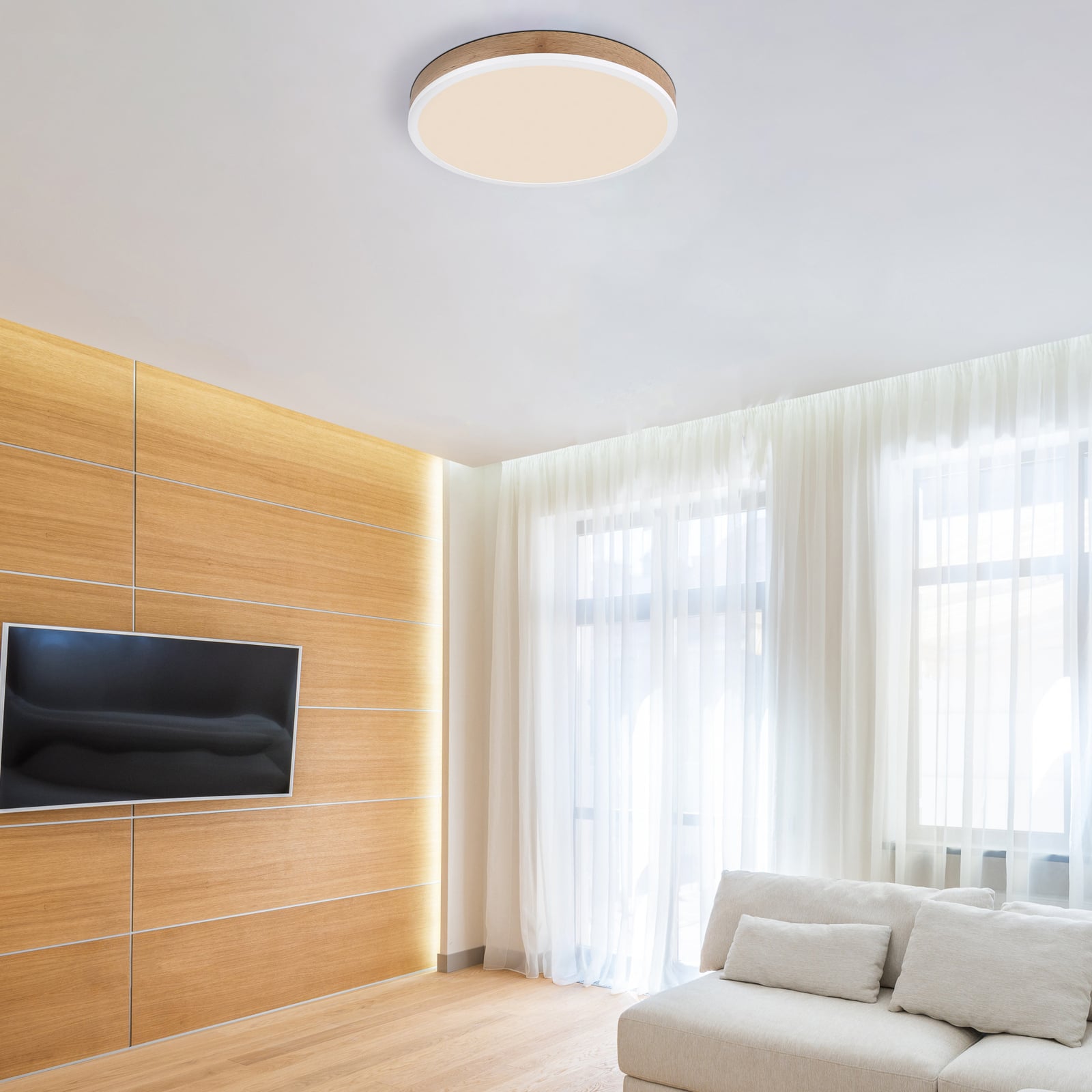 LED taklampe Doro tre/hvit Ø45 cm detalj nærbilde