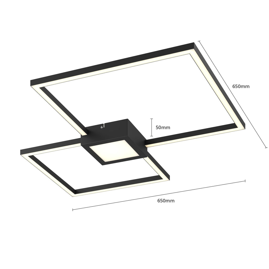 LED taklampe Duetto dimbar antrasitt 65 cm 28W oversikt