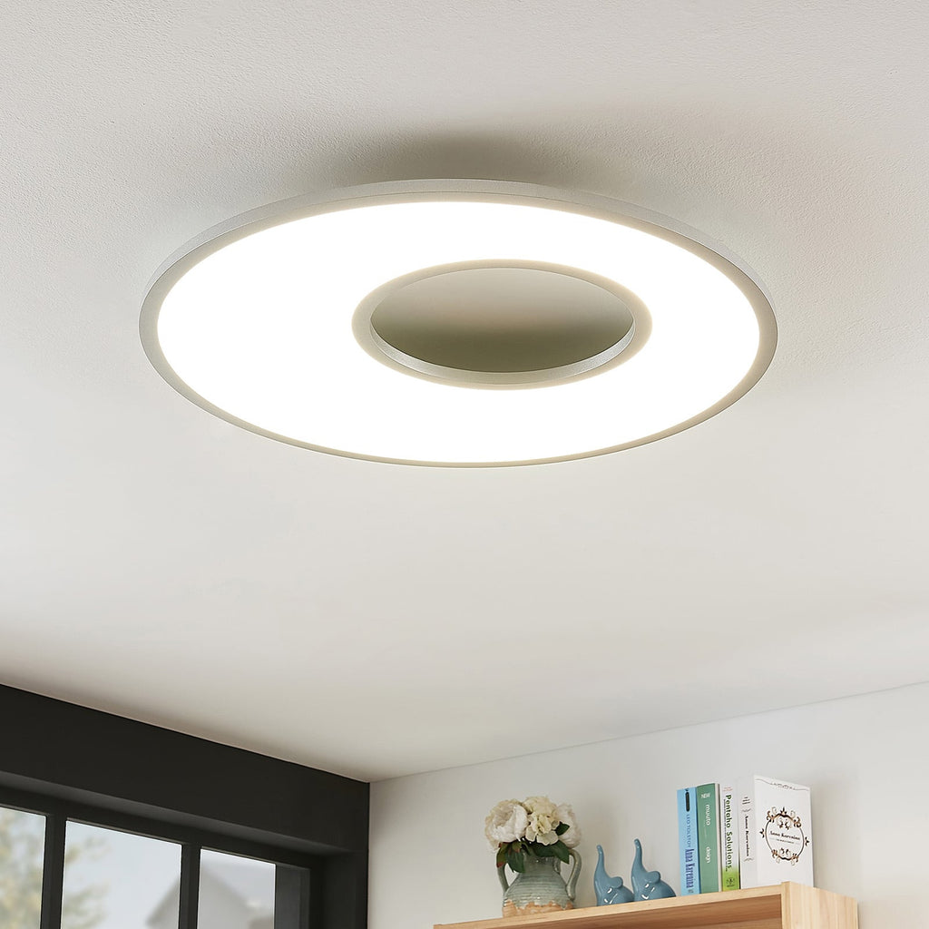 LED taklampe Durun dimbar CCT rund Ø60 cm sølv bakside