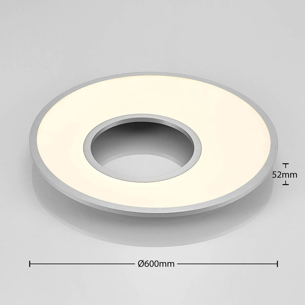 LED taklampe Durun dimbar CCT rund Ø60 cm sølv montert