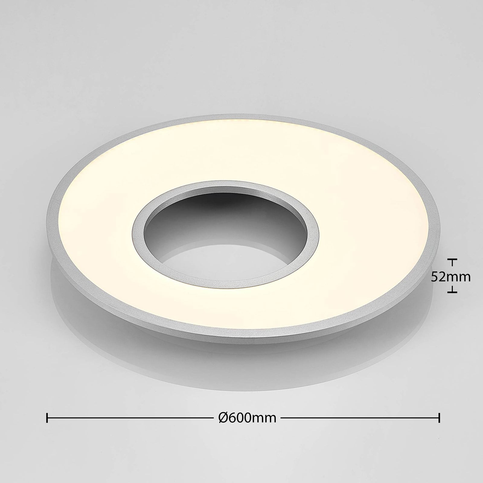 LED taklampe Durun dimbar CCT rund Ø60 cm sølv montert
