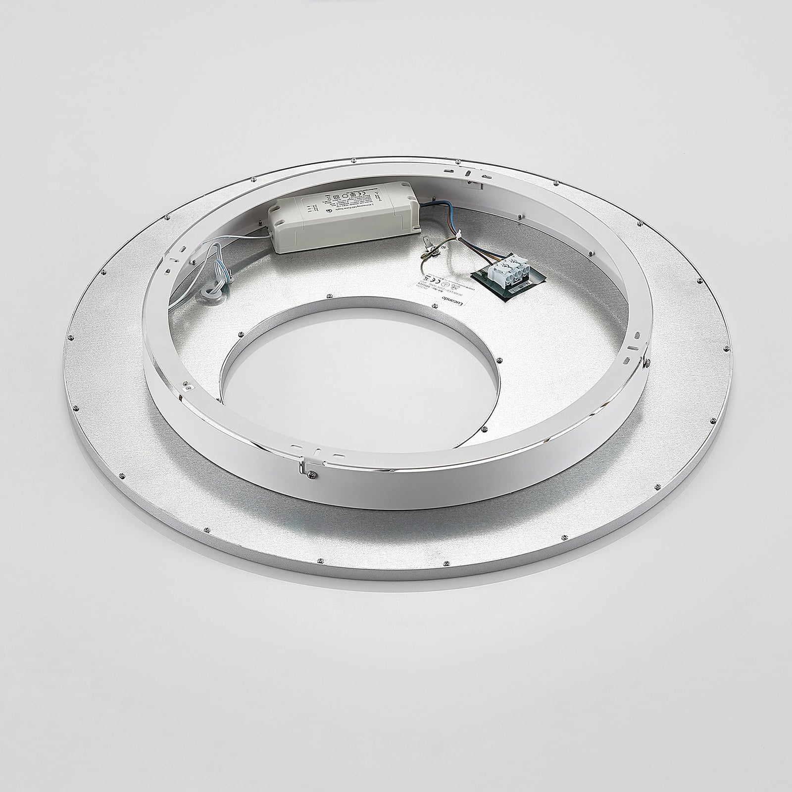 LED taklampe Durun dimbar CCT rund Ø60 cm sølv lysmodus