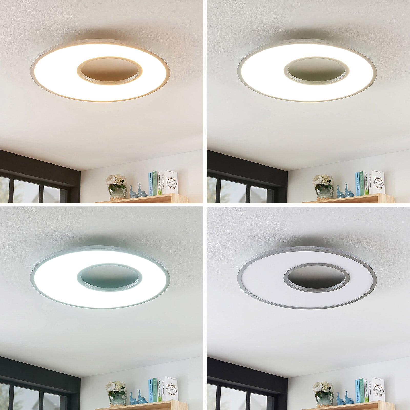 LED taklampe Durun dimbar CCT rund Ø60 cm sølv oppheng