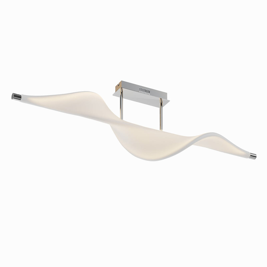 LED taklampe Edano hvit tekstil dimbar 122 cm med lys på