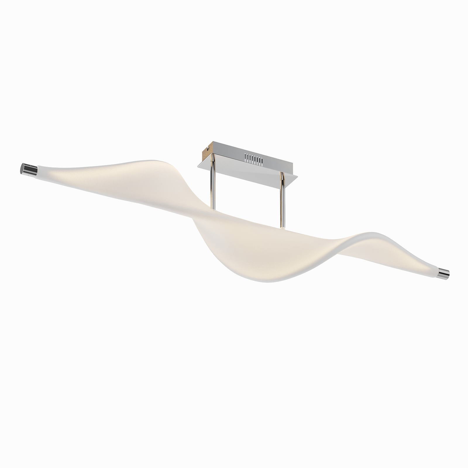 LED taklampe Edano hvit tekstil dimbar 122 cm med lys på