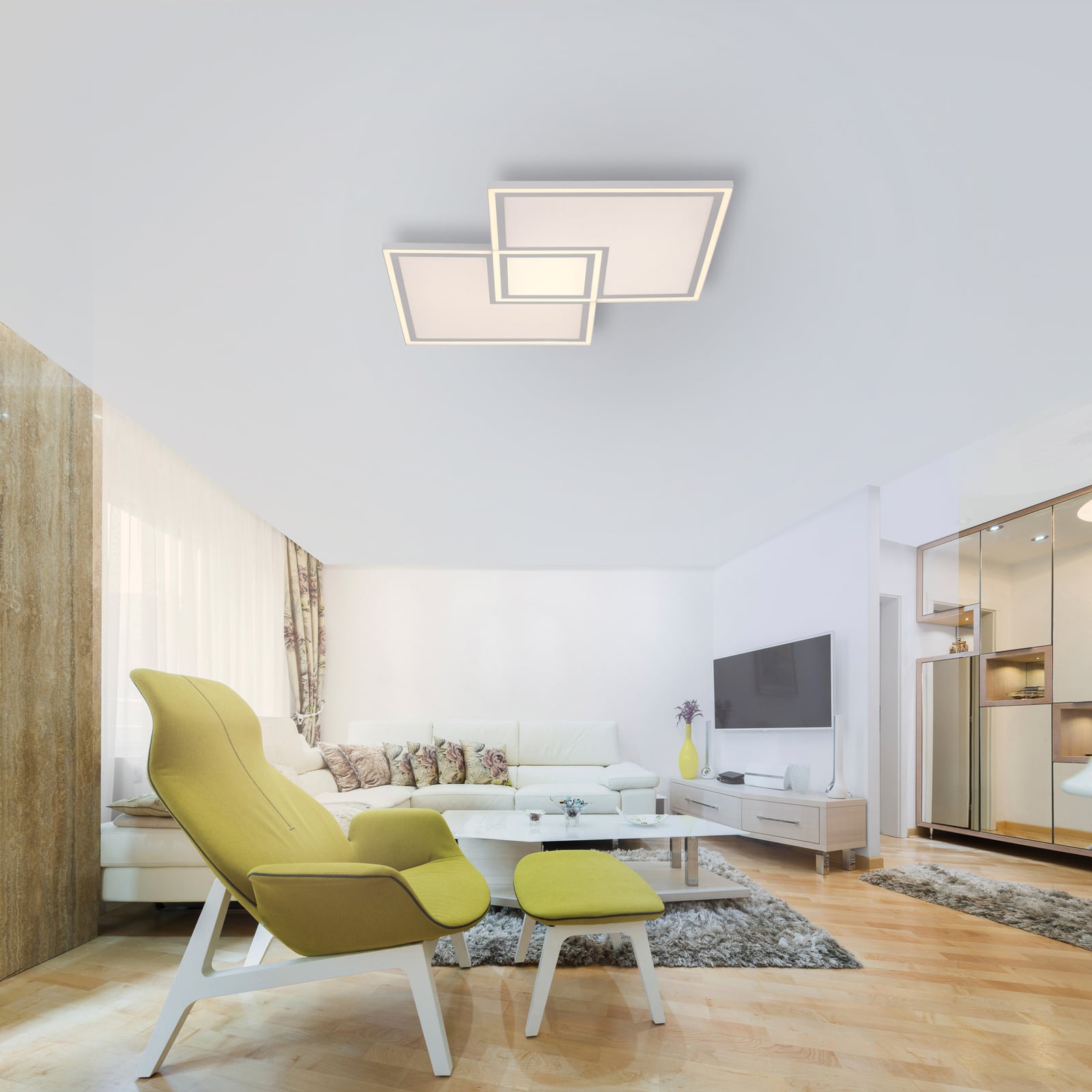 LED-taklampe Edging CCT dimbar hvit 70x70 cm bakside
