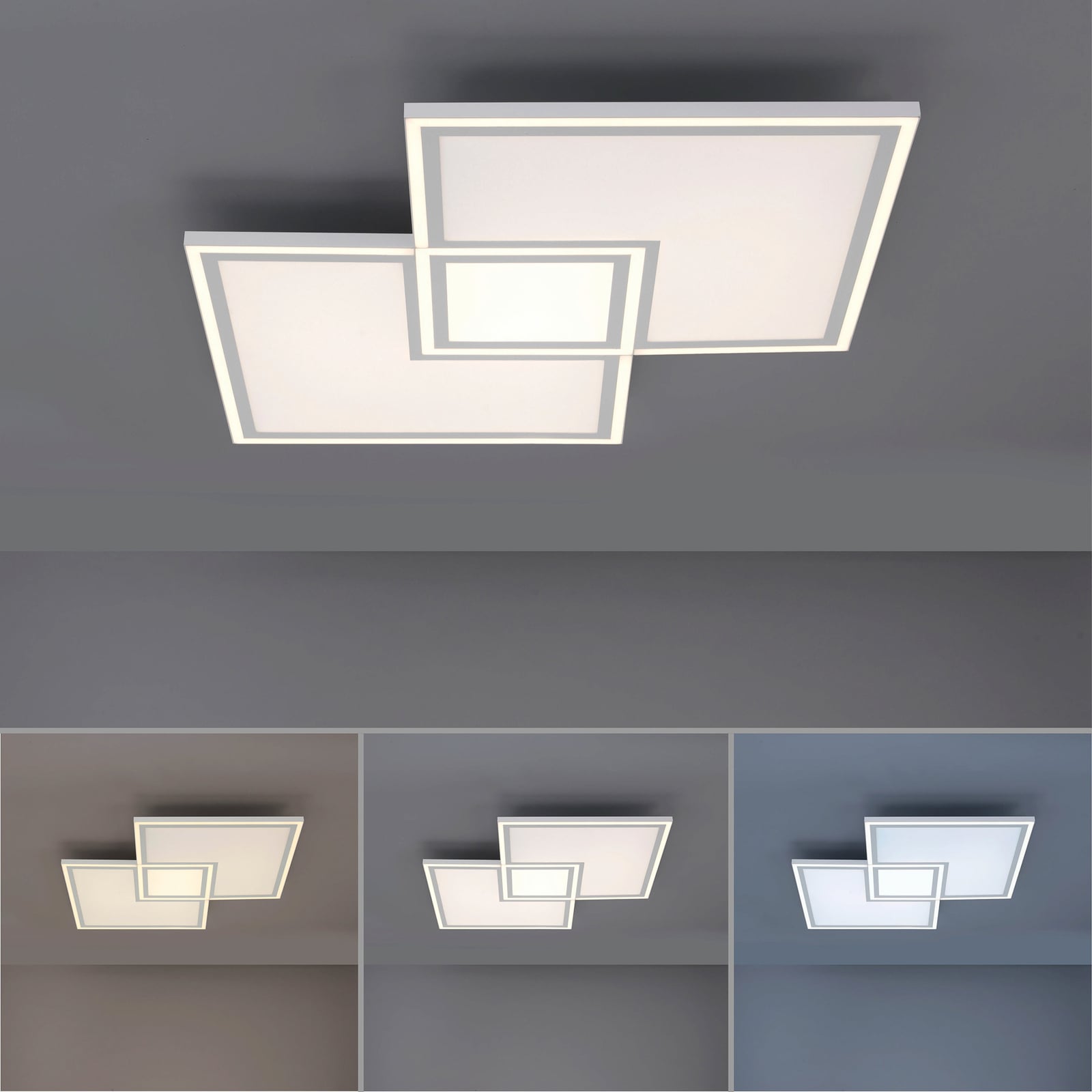 LED-taklampe Edging CCT dimbar hvit 70x70 cm med fjernkontroll