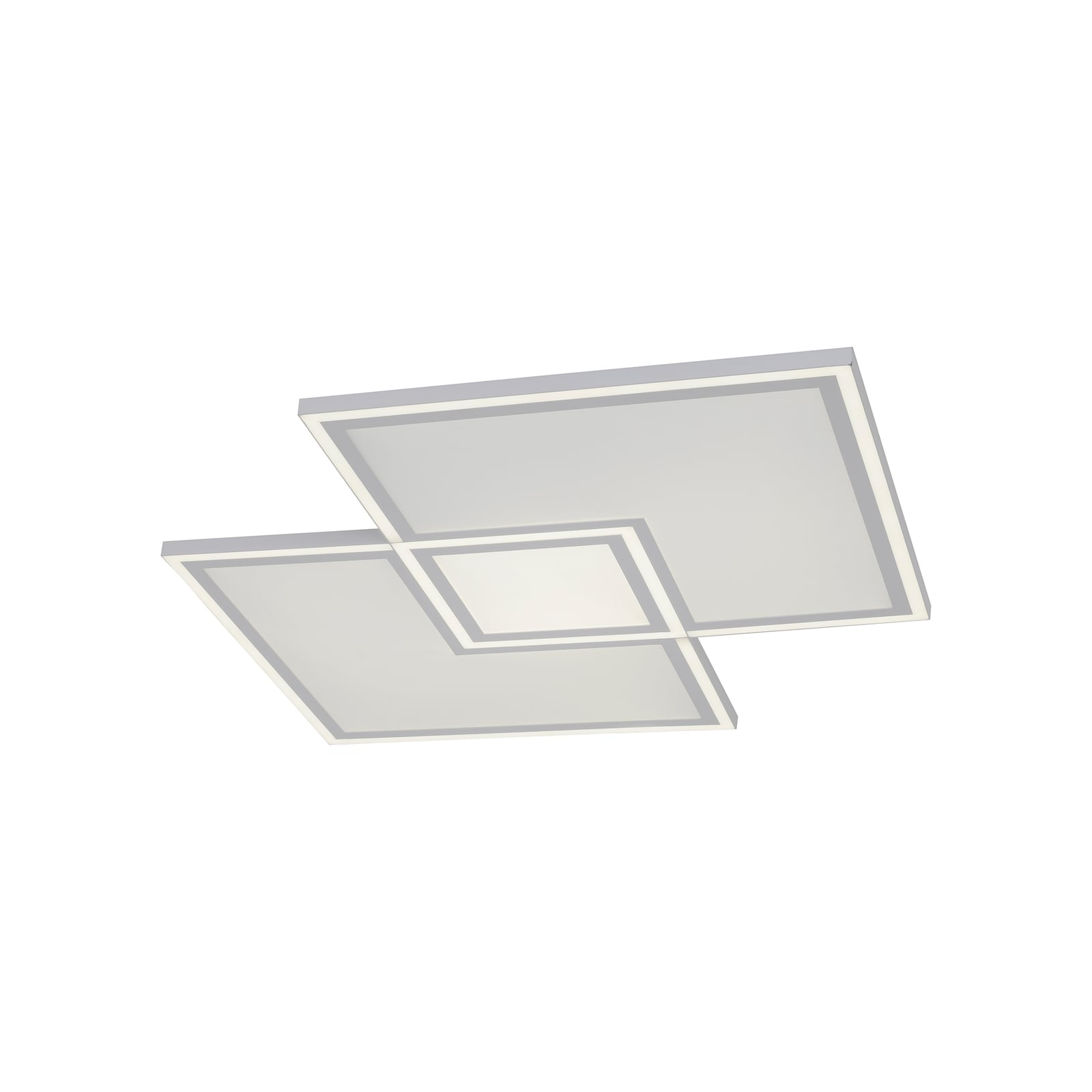 LED-taklampe Edging CCT dimbar hvit 70x70 cm skrudd på