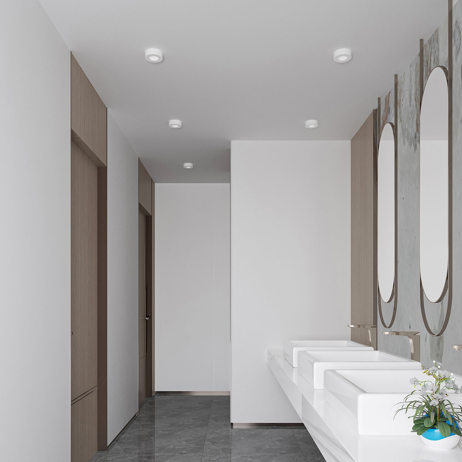 LED taklampe Edwina dimbar CCT hvit Ø12 cm IP44 detalj