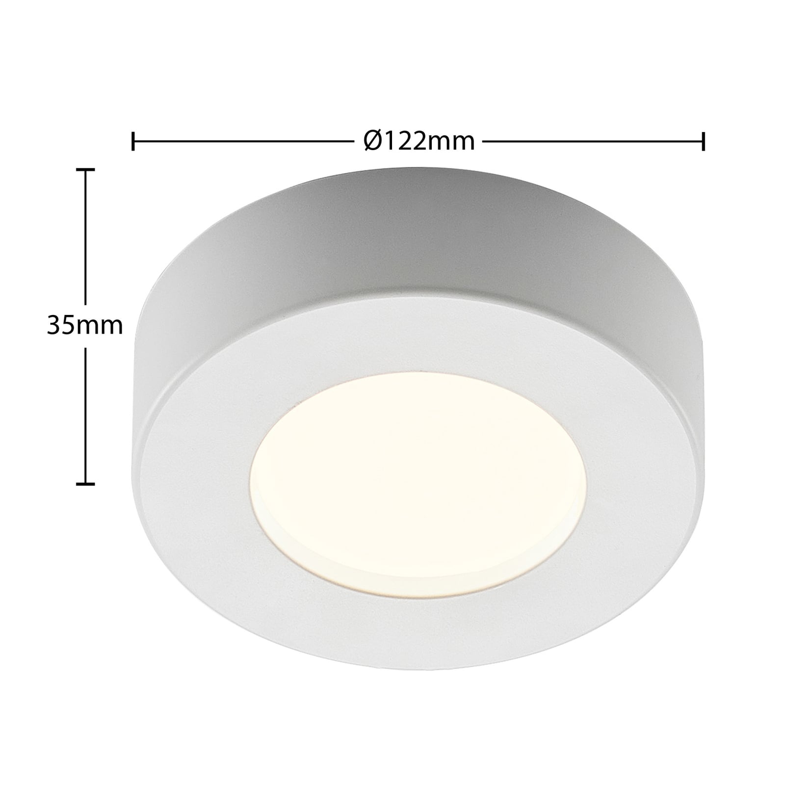 LED taklampe Edwina dimbar CCT hvit Ø12 cm IP44 sideprofil