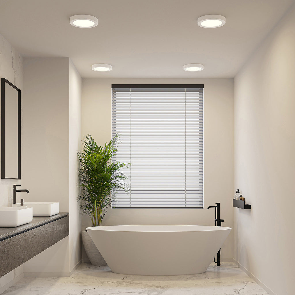 LED taklampe Edwina hvit Ø25 cm IP44 dimbar detalj av lys