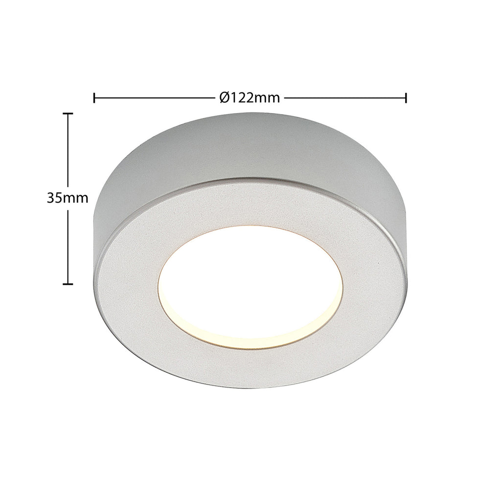 Nærbilde av LED taklampe Edwina rund sølv Ø12 cm IP44