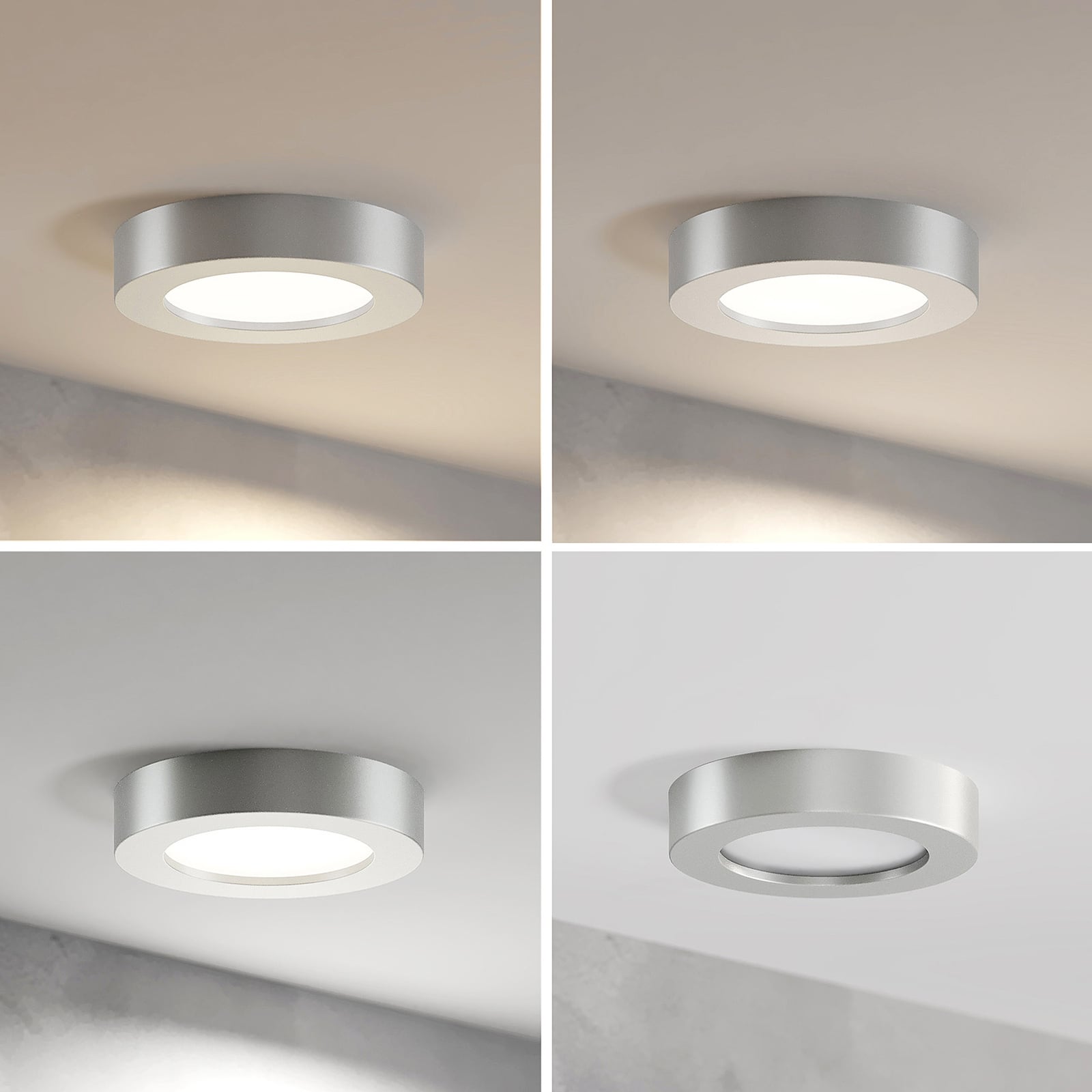 LED taklampe Edwina sølv Ø18 cm forfra