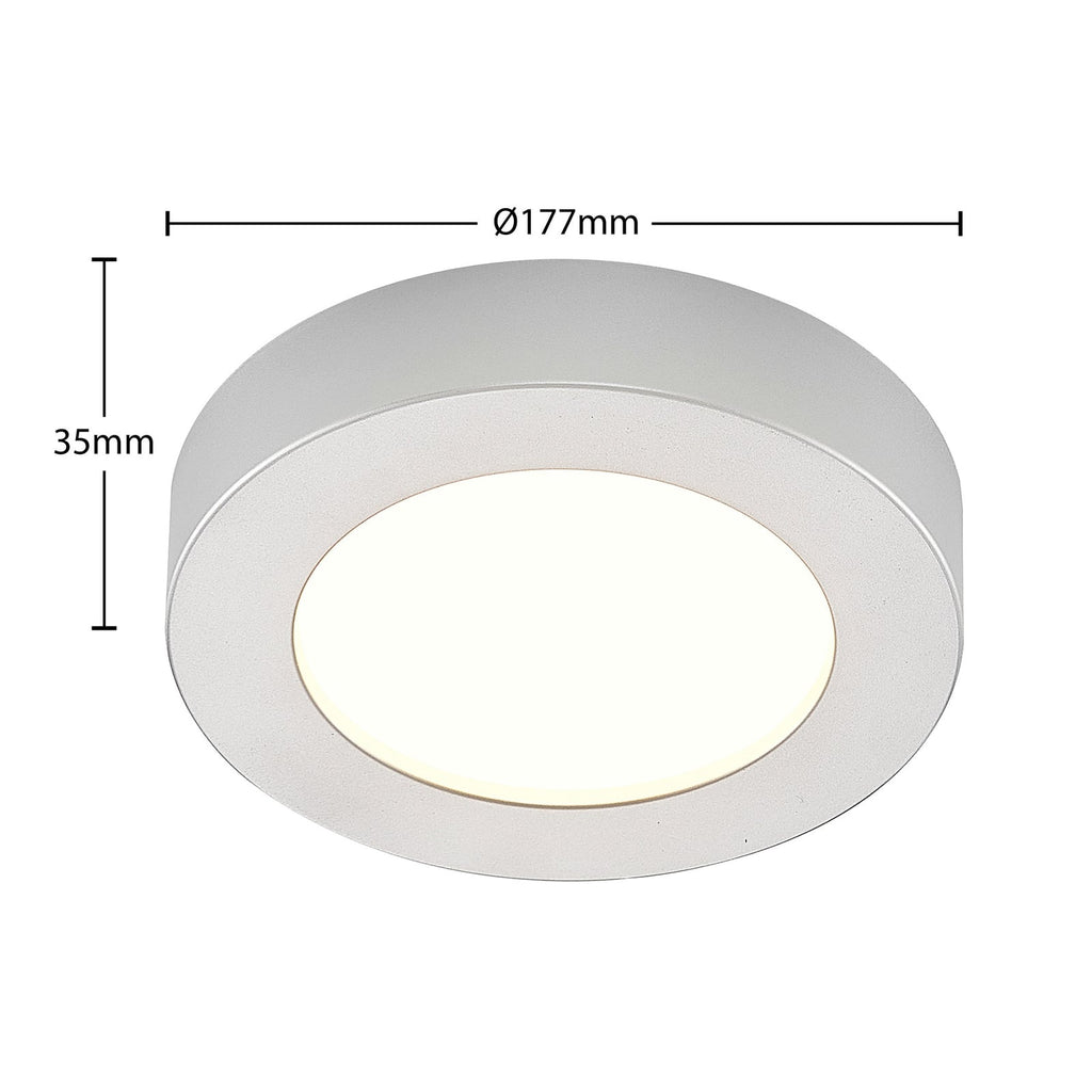 LED taklampe Edwina sølv Ø18 cm nærbilde av LED-lyskilde