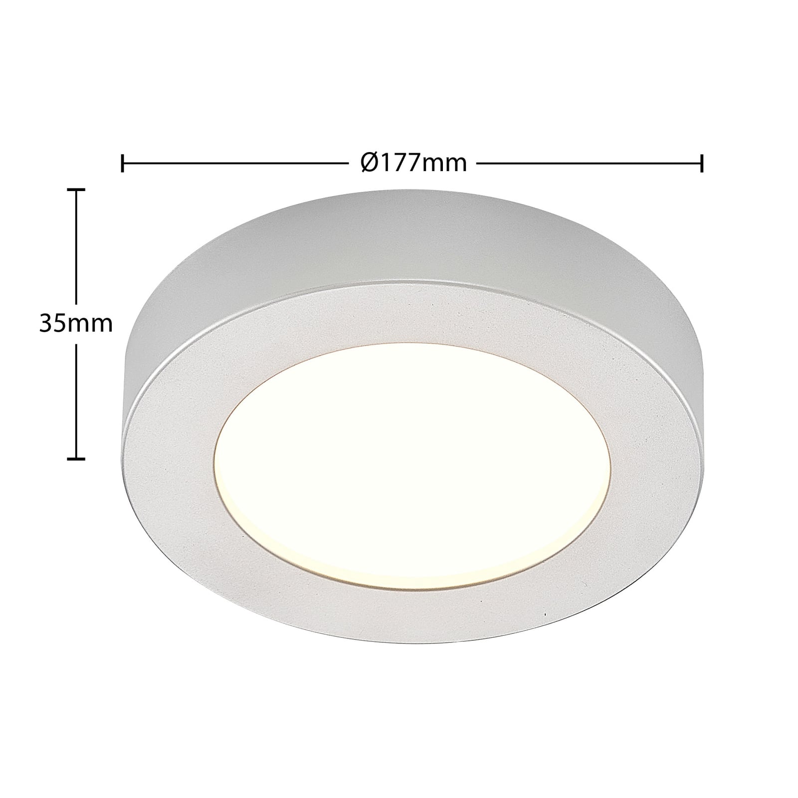LED taklampe Edwina sølv Ø18 cm nærbilde av LED-lyskilde