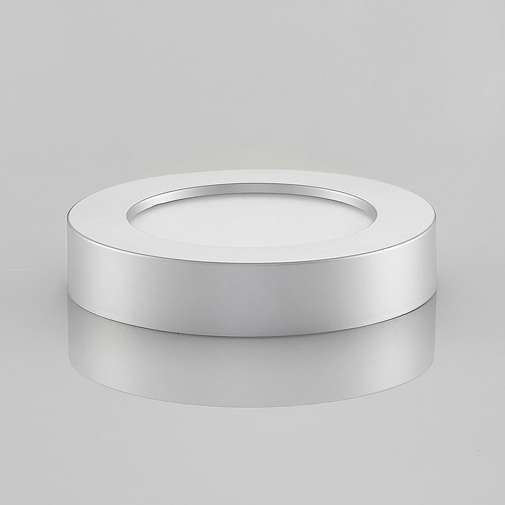 LED taklampe Edwina sølv Ø18 cm DIP-bryter for lysfargevalg