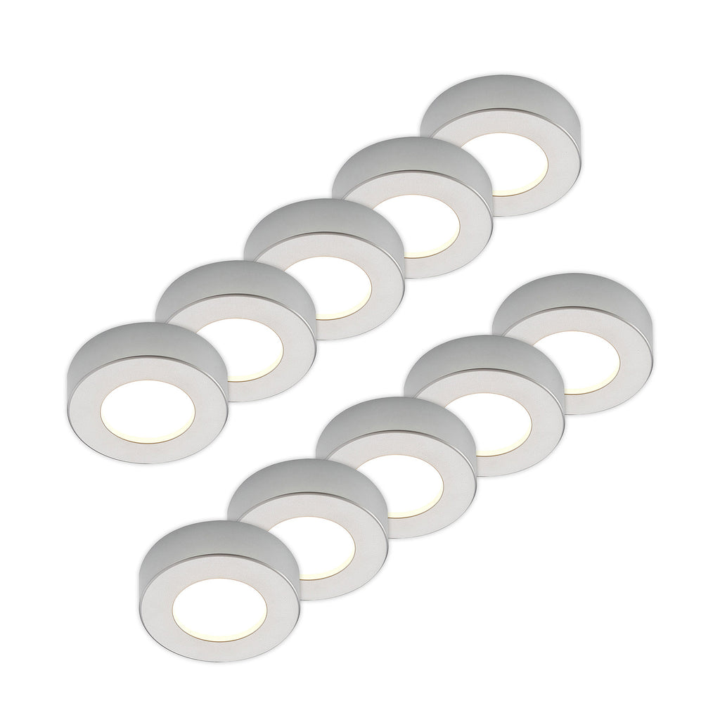 LED taklampe Edwina sølv Ø12 cm IP44 forfra